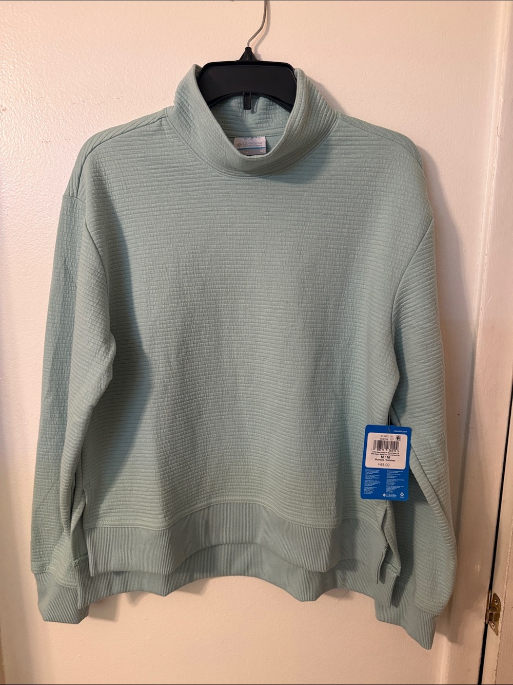 Columbia Mint Green Waffle Turtleneck Sweater